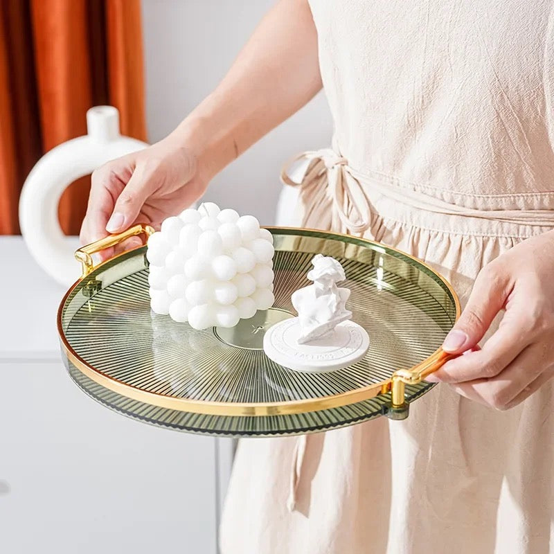 Decorative tray serving tray round
